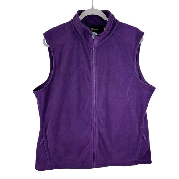 Cabela's Purple Full Zip Fuzzy Fleece Vest Zippered Pockets Plus Size 2XL - Picture 1 of 8